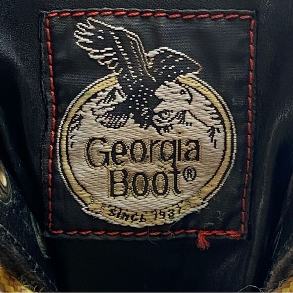 Vtg Georgia Boot Black Logger Leather Work Boots Size US 5.5 Punk Goth Grunge main image 8